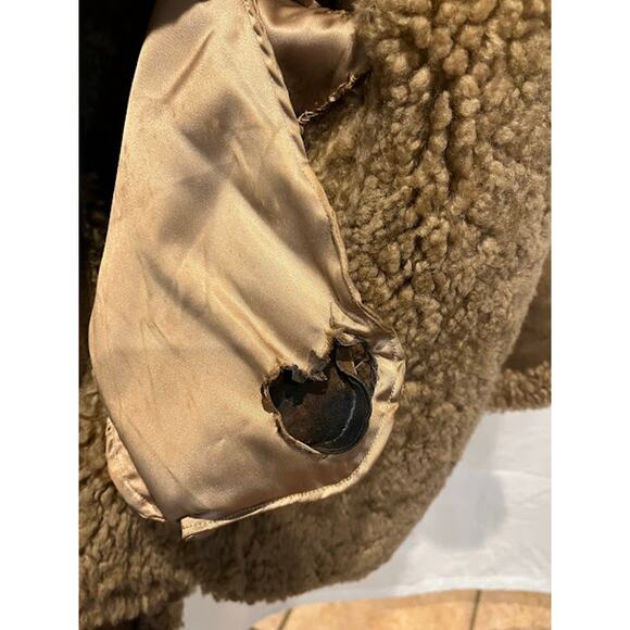 Vintage Shearling Sheepskin Suede Double Breasted Coat Car Jacket Buttons 70s - Picture 13 of 13